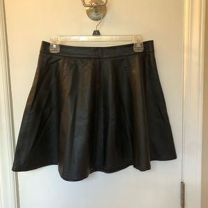 Black Leather Flare Skirt